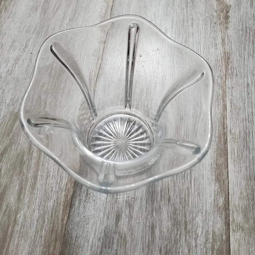 Vintage Clear Glass Flower Vase Candy Jar Decor